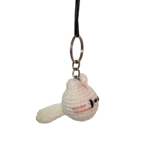 Crochet Cat Keychain – Creamy Whiskers Edition