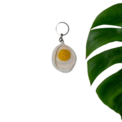 Sunny Side Egg Crochet Keychain