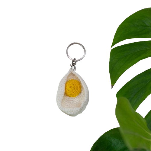 Sunny Side Egg Crochet Keychain
