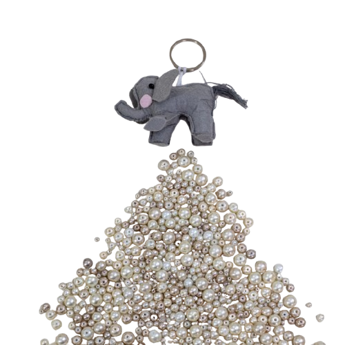 Handmade Elephant Keychain – Grey Felt Cutie