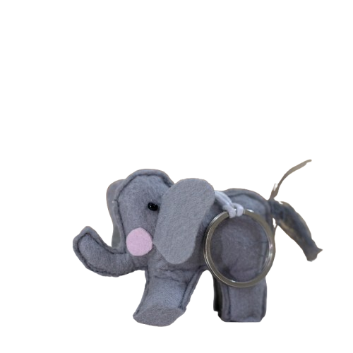 Handmade Elephant Keychain – Grey Felt Cutie