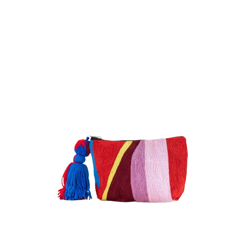 Multicolored Patch Zip Pouch