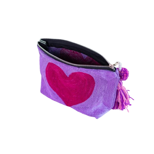 Pink Heart Zip Bag